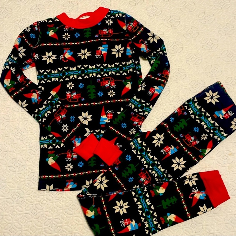 Festive Kids Pajamas - Black with Red Accents